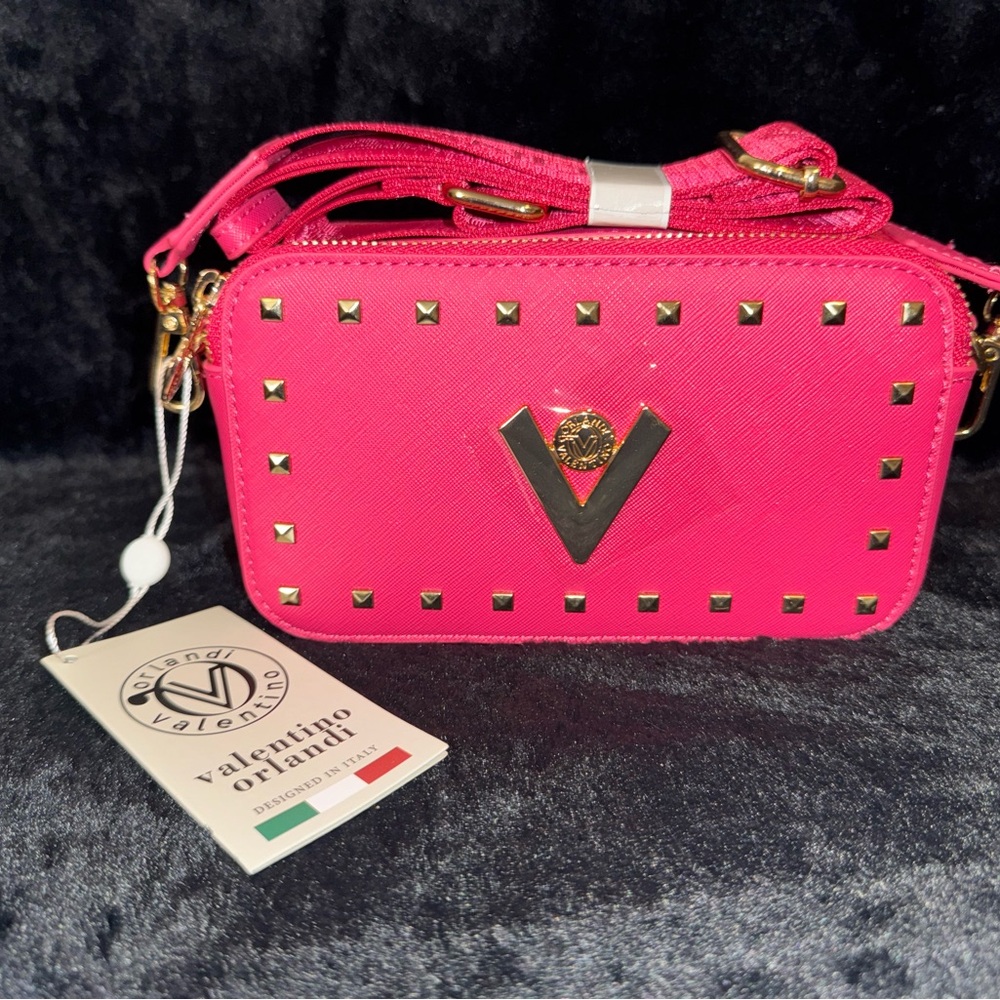 Valentino Orlandi Pink Crossbody Bag with Studded Detailing